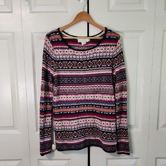 L.O.G.G. Label Of Graded Goods Womens Fair Isle Colorful Sweater Size Med Alpaca - Picture 1 of 10